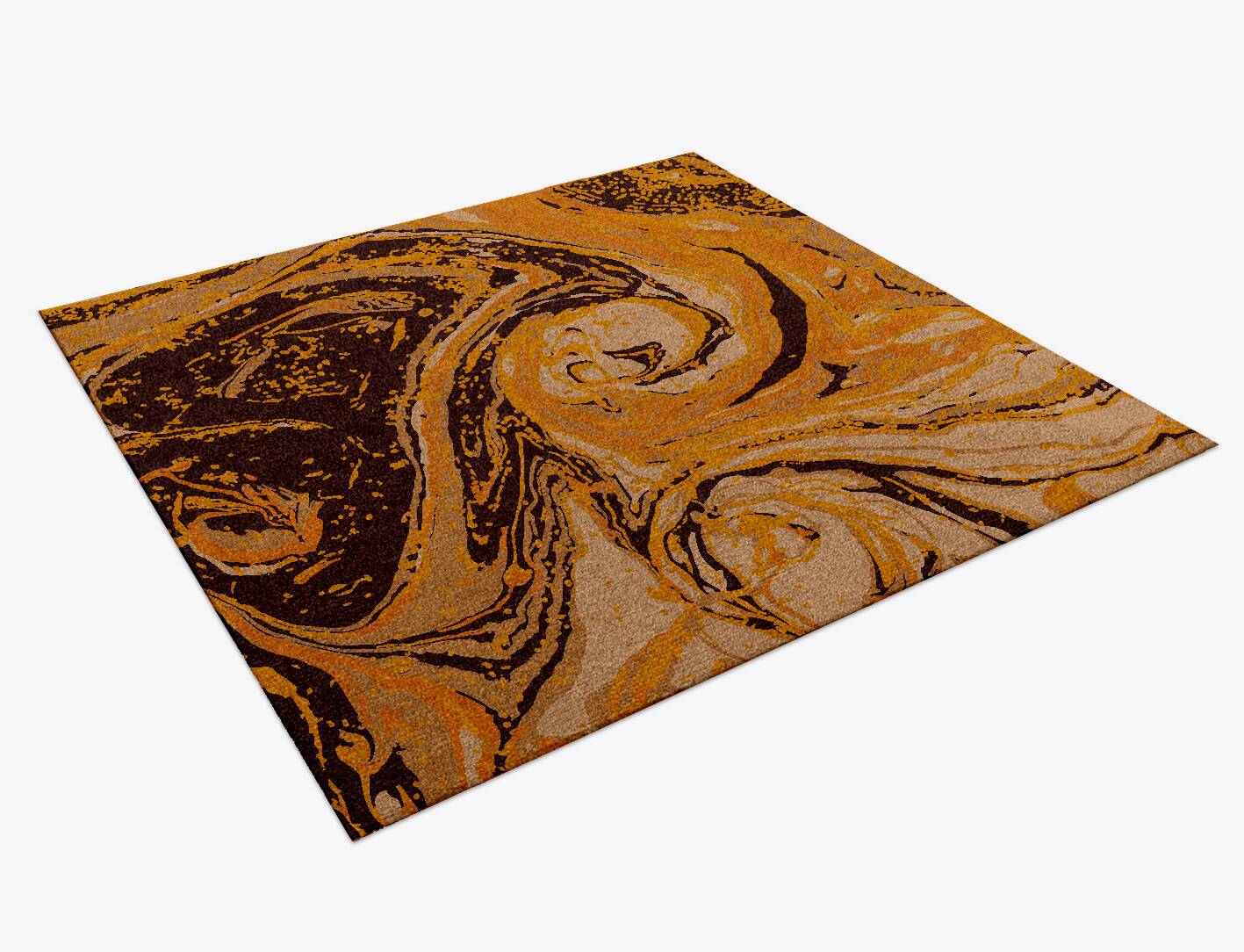 Lava Whirl Surface Art Square Hand Knotted Tibetan Wool Custom Rug by Rug Artisan