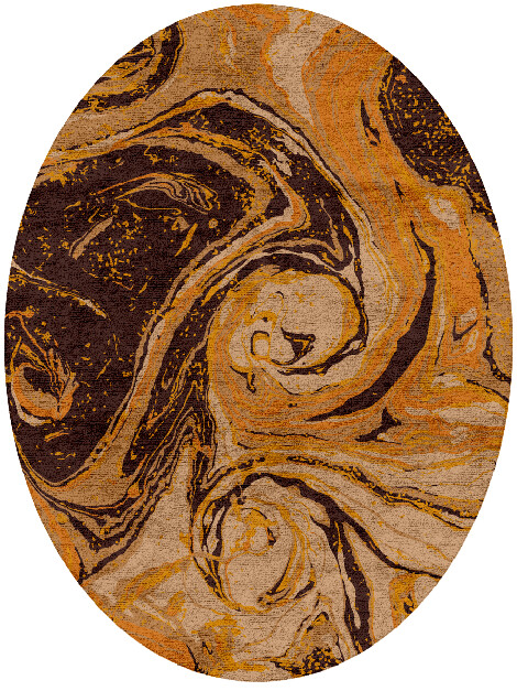 Lava Whirl Surface Art Oval Hand Tufted Bamboo Silk Custom Rug by Rug Artisan
