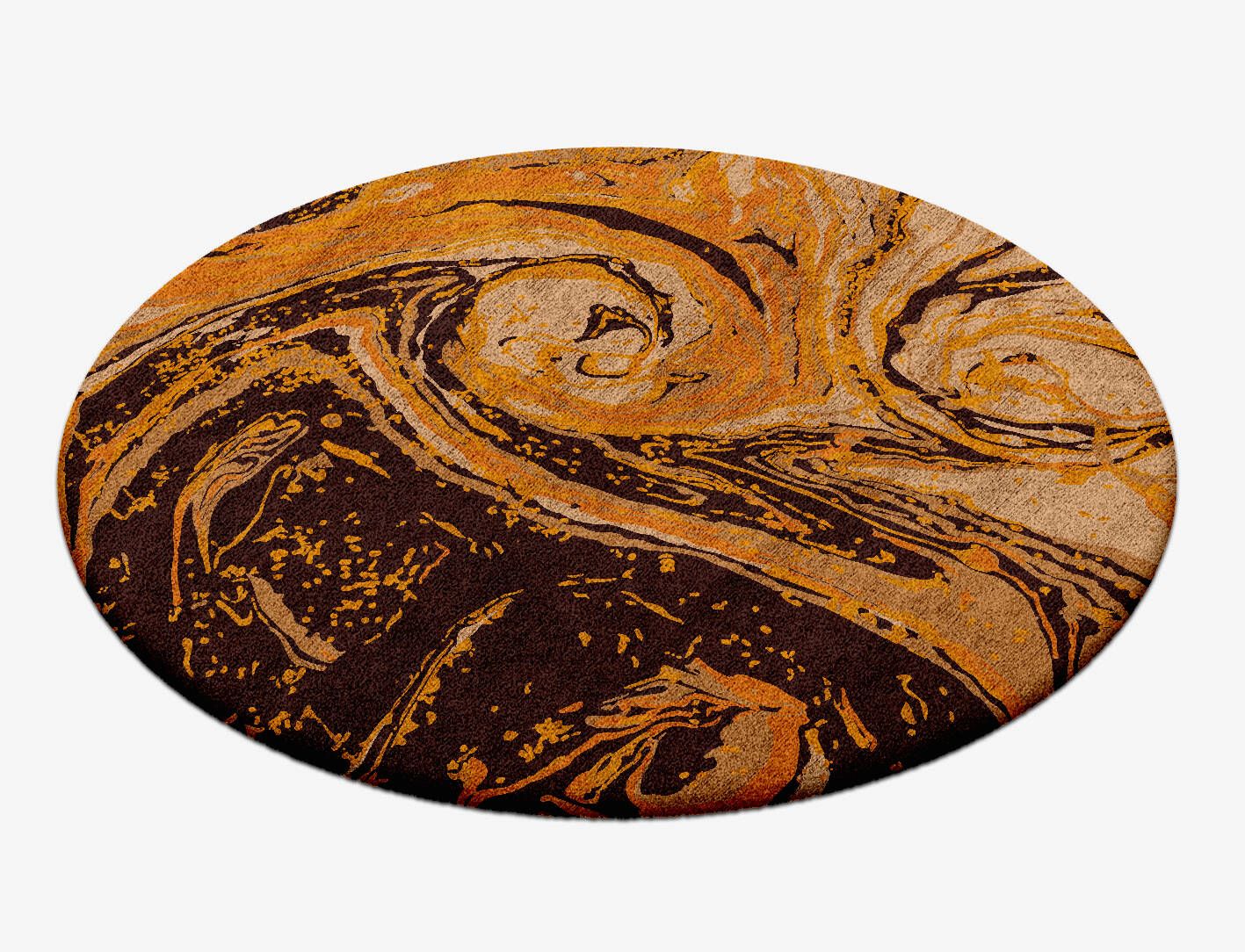 Lava Whirl Surface Art Round Hand Tufted Bamboo Silk Custom Rug by Rug Artisan
