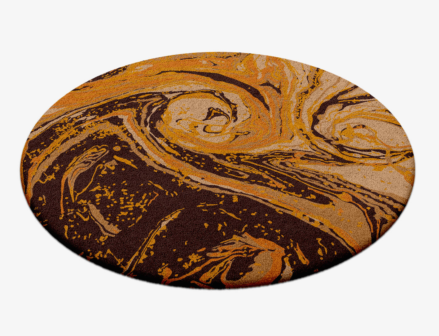 Lava Whirl Surface Art Round Hand Tufted Pure Wool Custom Rug by Rug Artisan