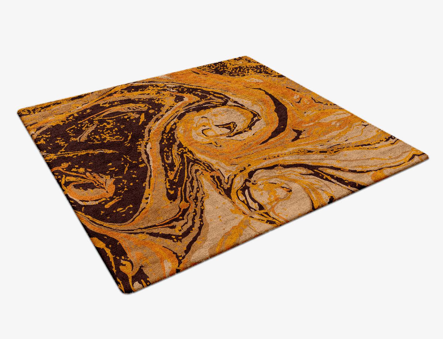 Lava Whirl Surface Art Square Hand Tufted Bamboo Silk Custom Rug by Rug Artisan