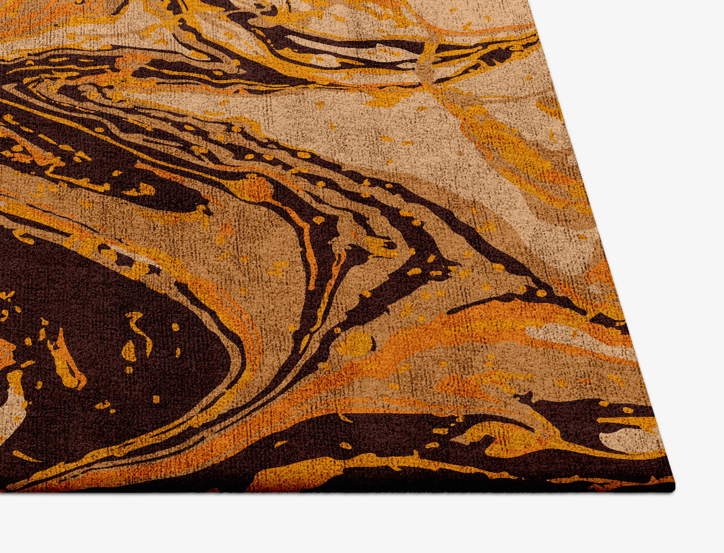 Lava Whirl Surface Art Square Hand Tufted Bamboo Silk Custom Rug by Rug Artisan