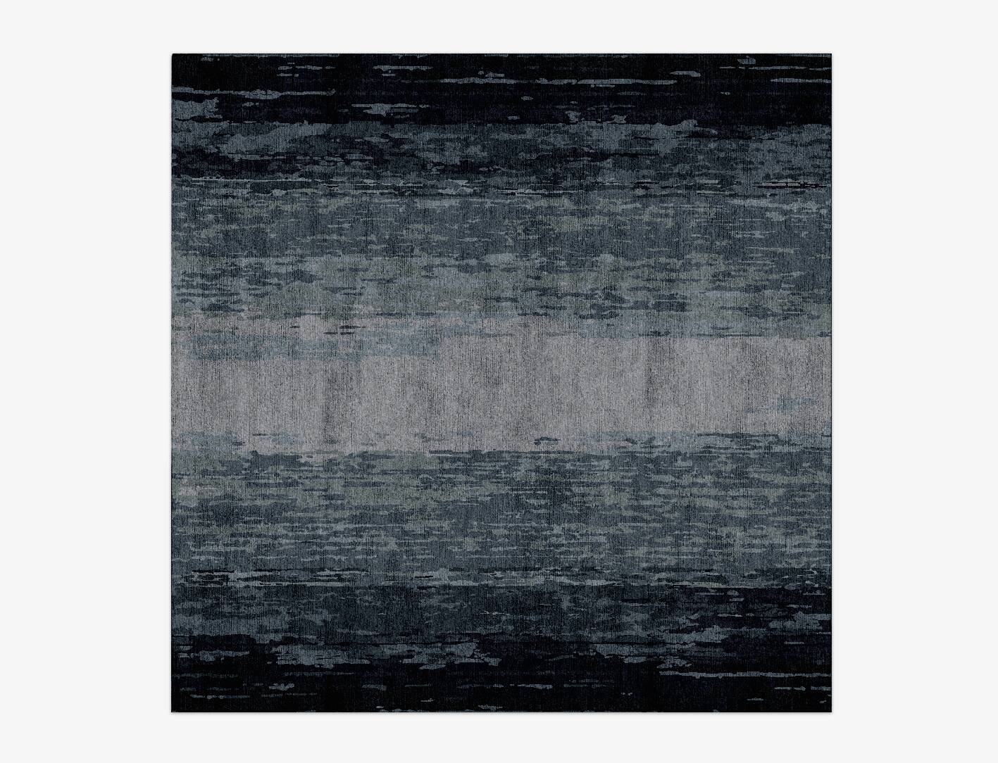Leaden Gradation Square Hand Knotted Bamboo Silk Custom Rug by Rug Artisan