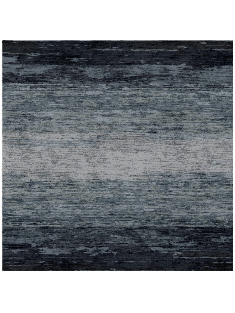 Leaden Gradation Square Hand Knotted Bamboo Silk Custom Rug by Rug Artisan