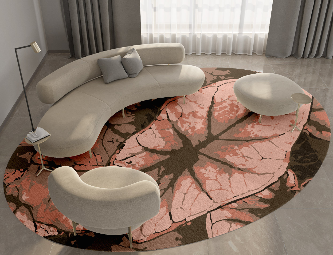 Leaf Floral Oval Hand Knotted Tibetan Wool Custom Rug by Rug Artisan