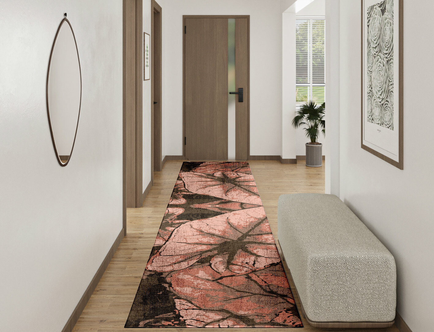 Leaf Floral Runner Hand Knotted Bamboo Silk Custom Rug by Rug Artisan