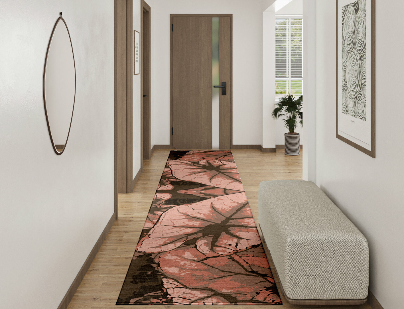 Leaf Floral Runner Hand Knotted Tibetan Wool Custom Rug by Rug Artisan