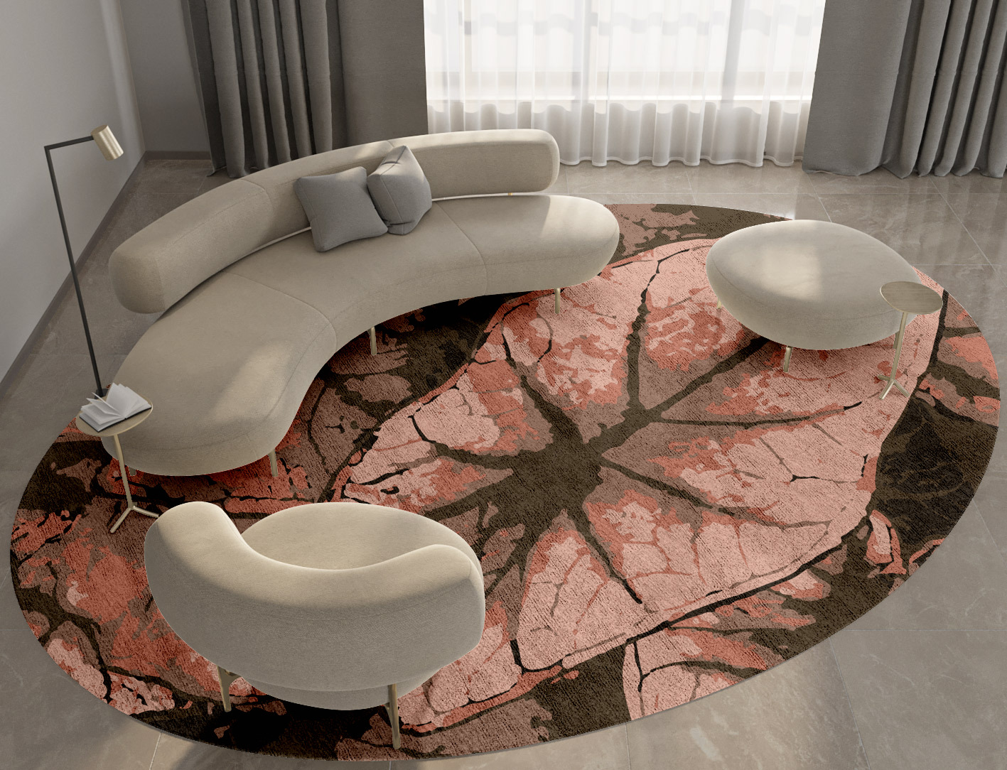 Leaf Floral Oval Hand Tufted Bamboo Silk Custom Rug by Rug Artisan
