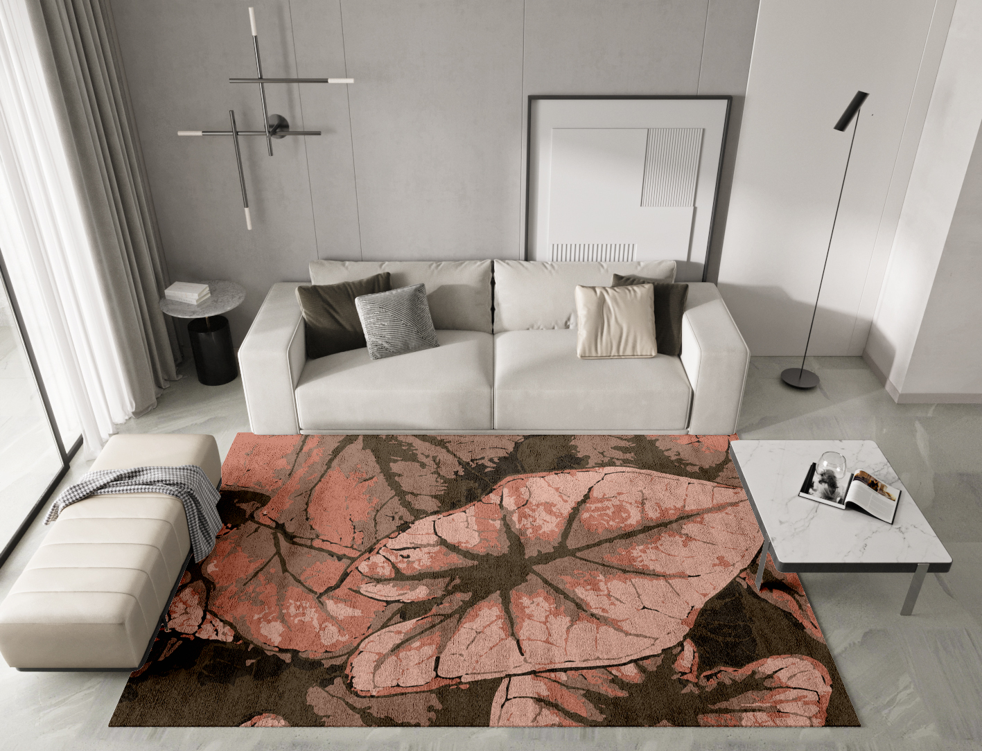 Leaf Floral Rectangle Hand Tufted Bamboo Silk Custom Rug by Rug Artisan