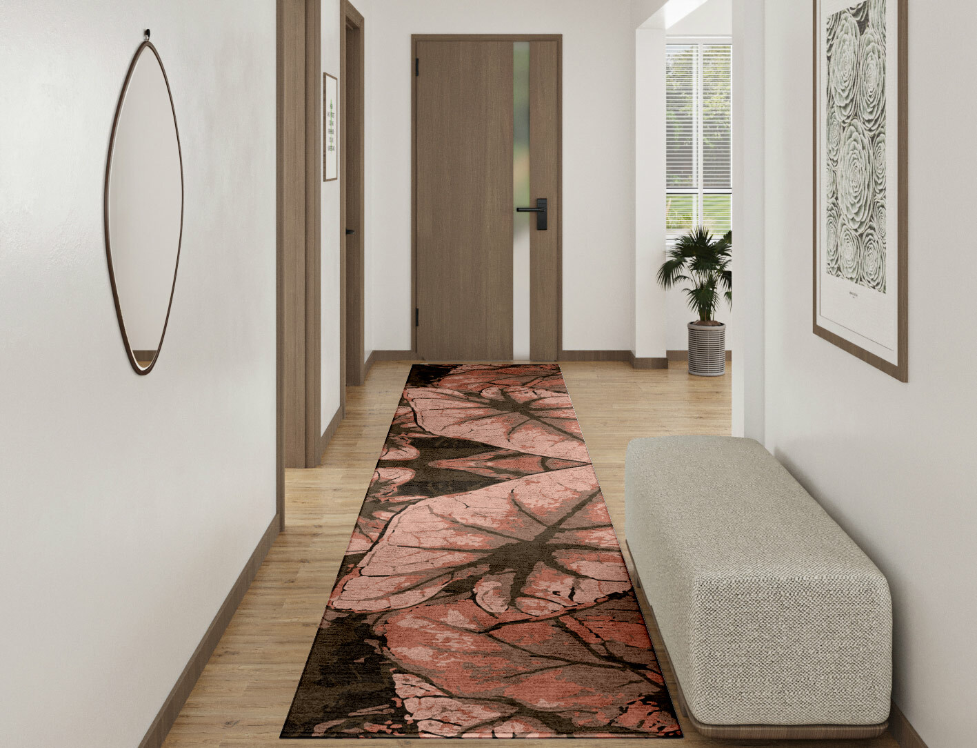 Leaf Floral Runner Hand Tufted Bamboo Silk Custom Rug by Rug Artisan