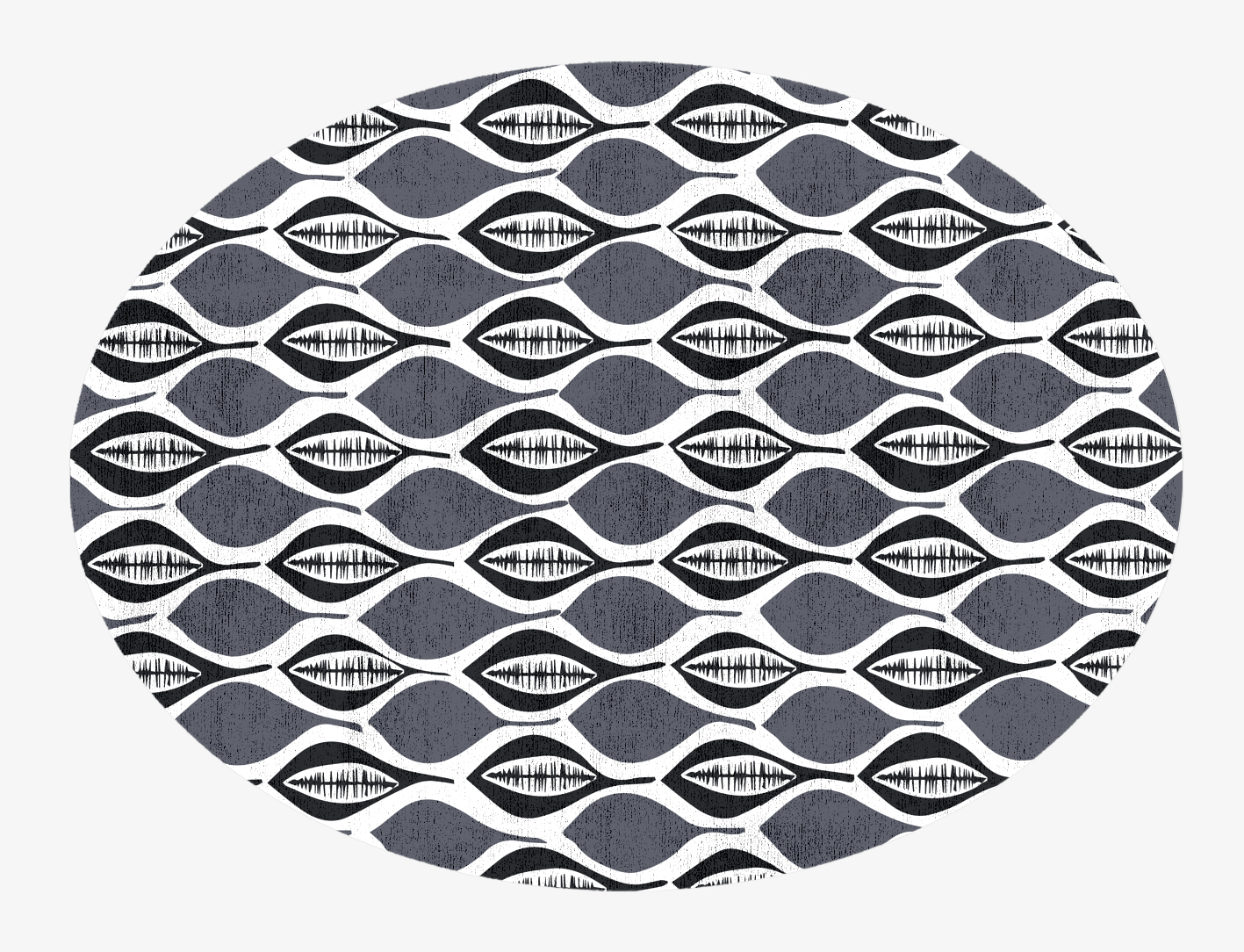 Leafwork Monochrome Oval Hand Knotted Bamboo Silk Custom Rug by Rug Artisan
