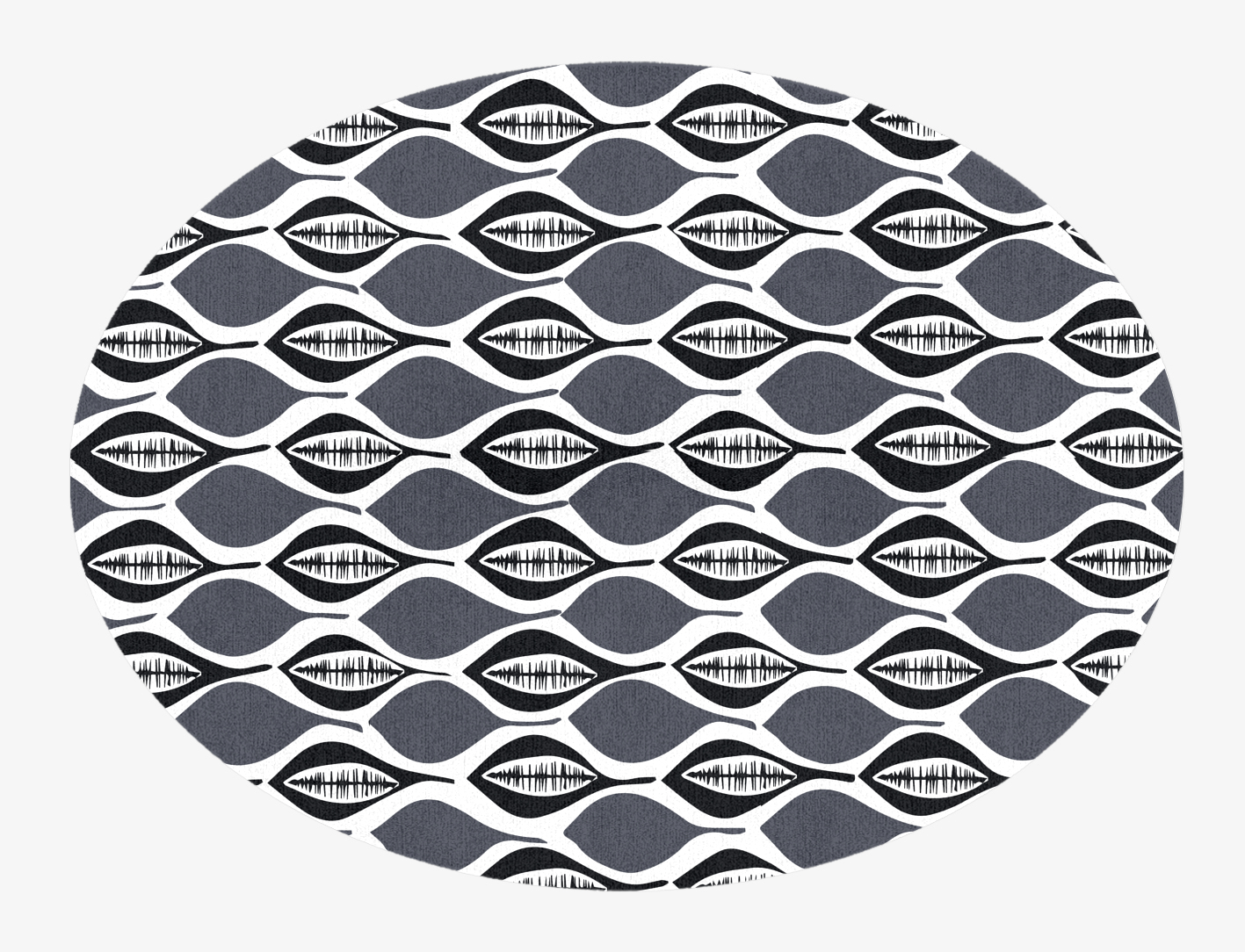 Leafwork Monochrome Oval Hand Knotted Tibetan Wool Custom Rug by Rug Artisan