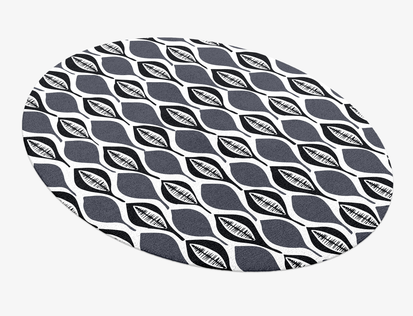 Leafwork Monochrome Oval Hand Knotted Tibetan Wool Custom Rug by Rug Artisan