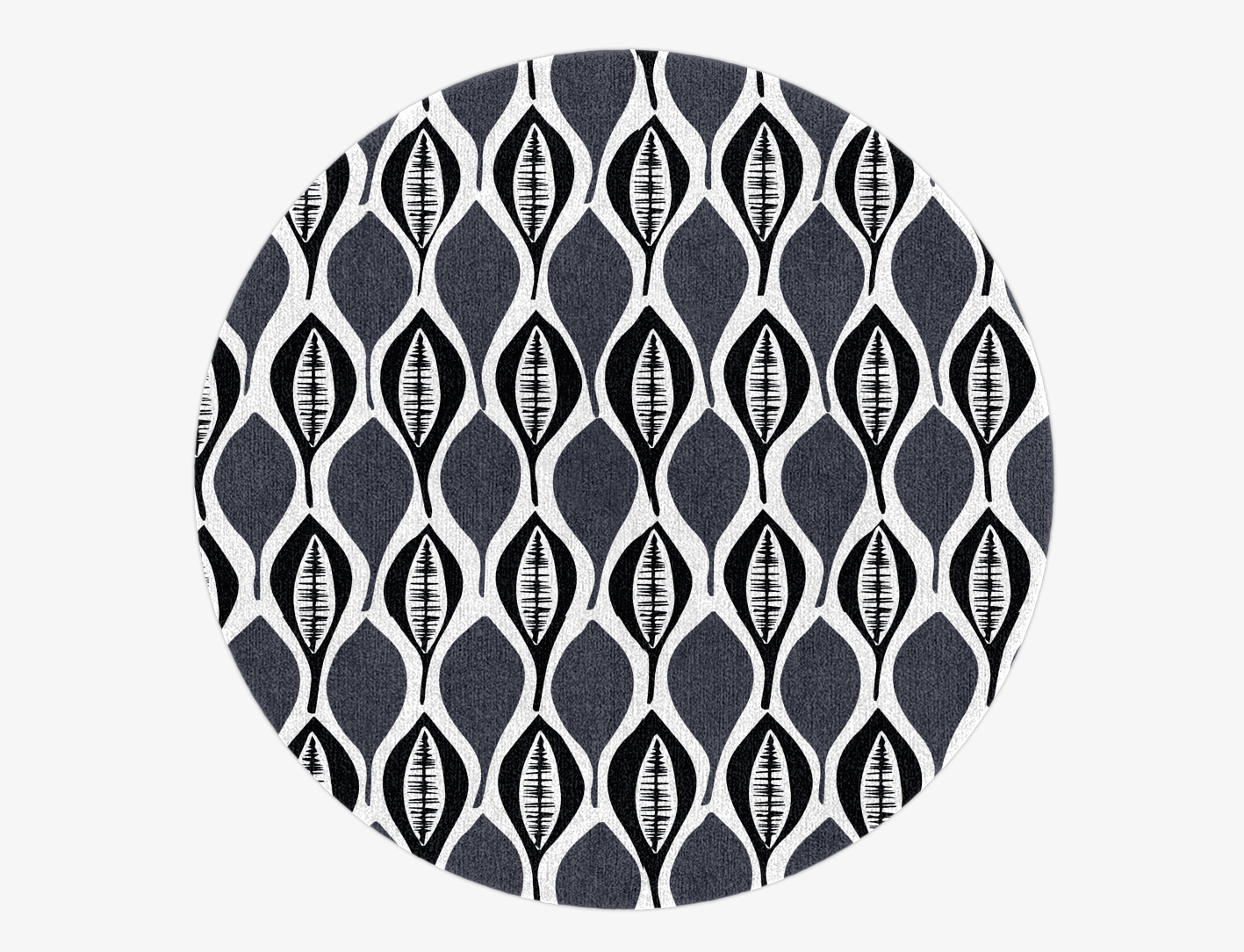 Leafwork Monochrome Round Hand Knotted Tibetan Wool Custom Rug by Rug Artisan