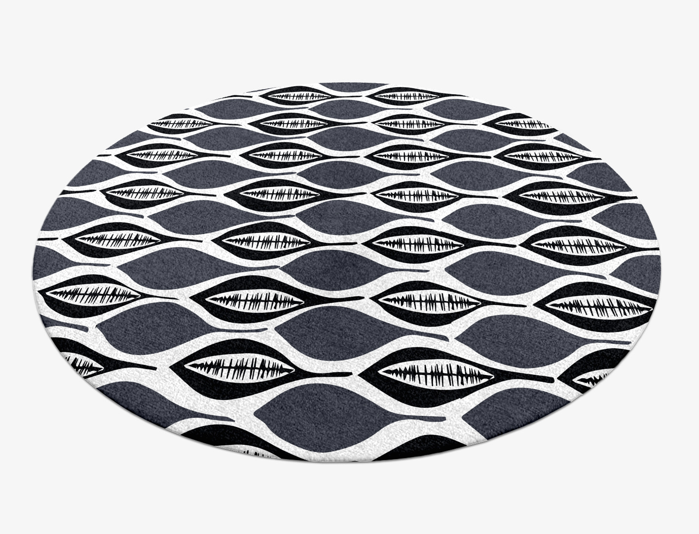Leafwork Monochrome Round Hand Knotted Tibetan Wool Custom Rug by Rug Artisan