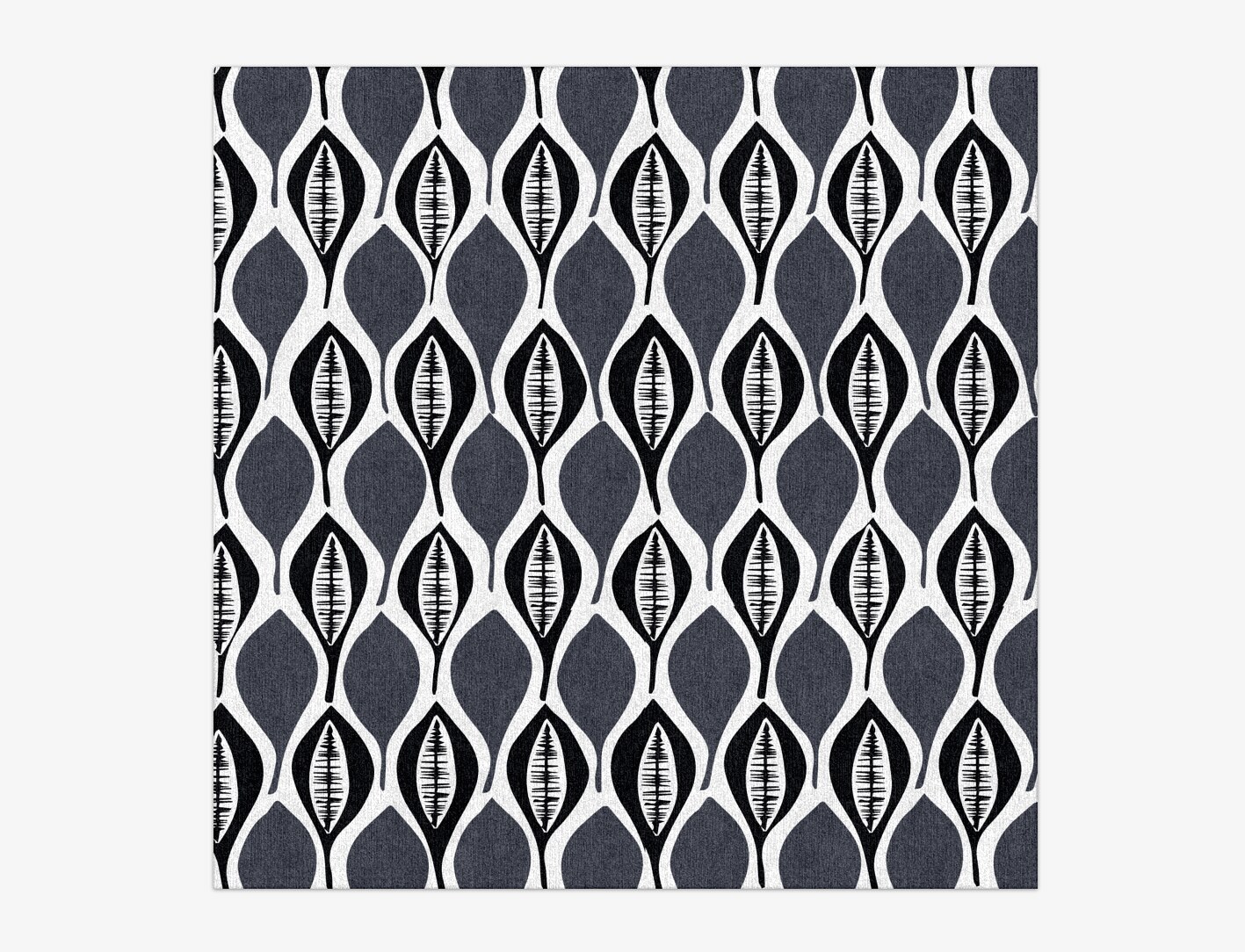 Leafwork Monochrome Square Hand Knotted Tibetan Wool Custom Rug by Rug Artisan