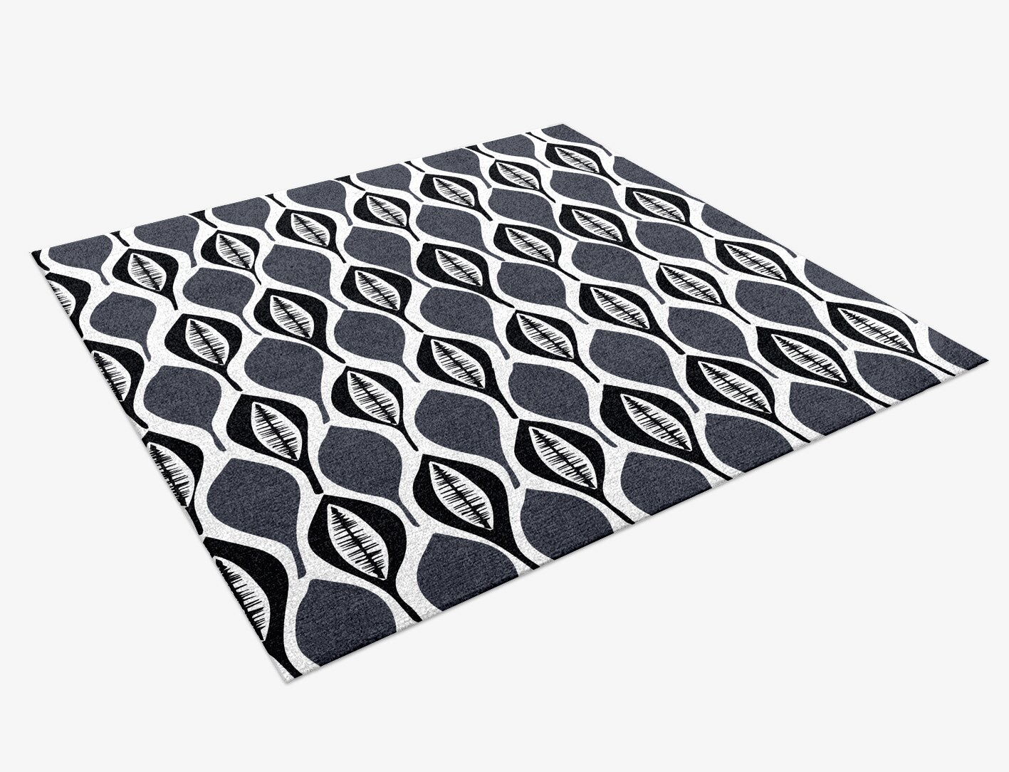 Leafwork Monochrome Square Hand Knotted Tibetan Wool Custom Rug by Rug Artisan