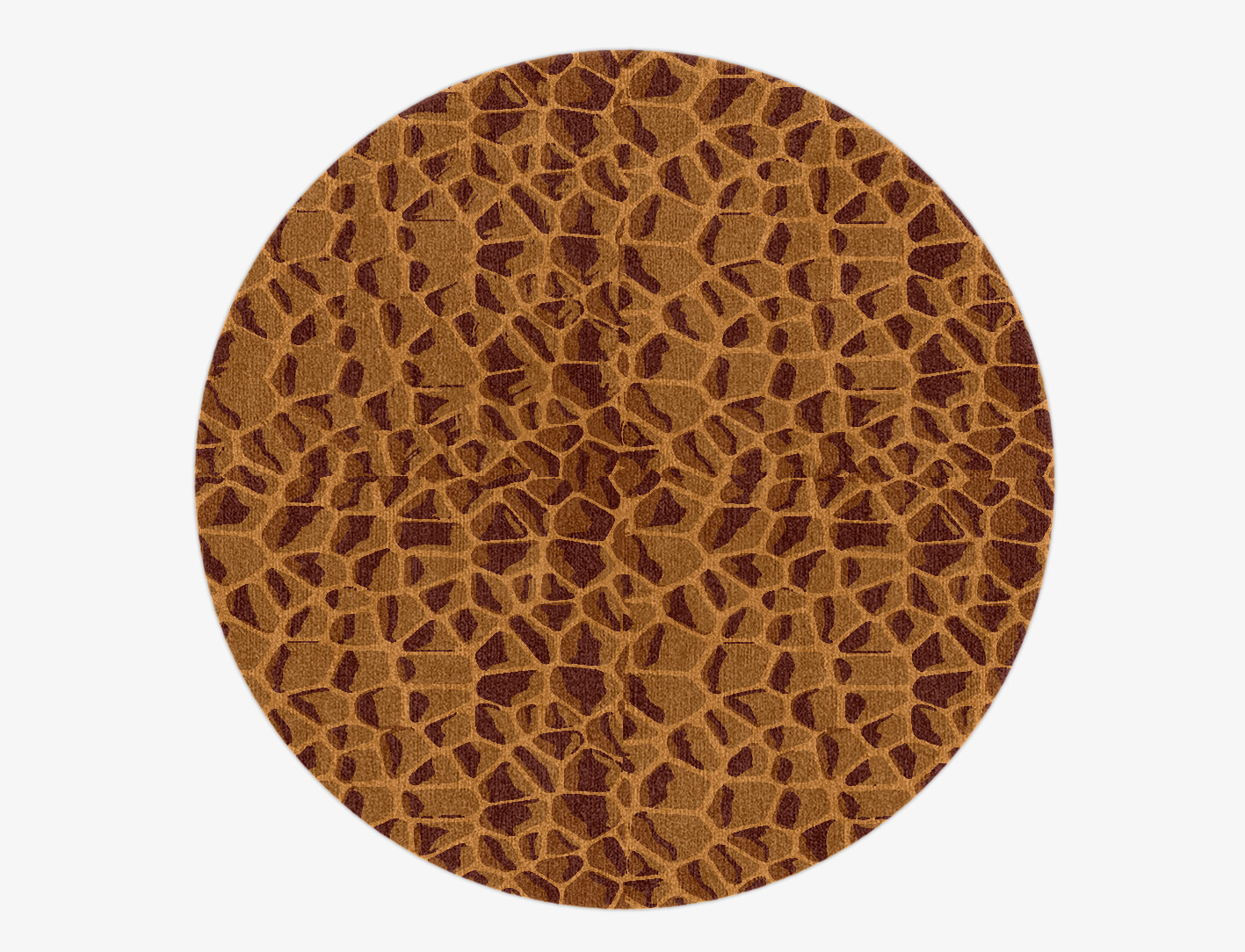 Leathered Geometric Round Hand Knotted Tibetan Wool Custom Rug by Rug Artisan