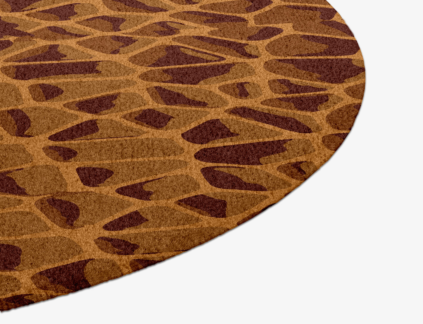 Leathered Geometric Round Hand Knotted Tibetan Wool Custom Rug by Rug Artisan