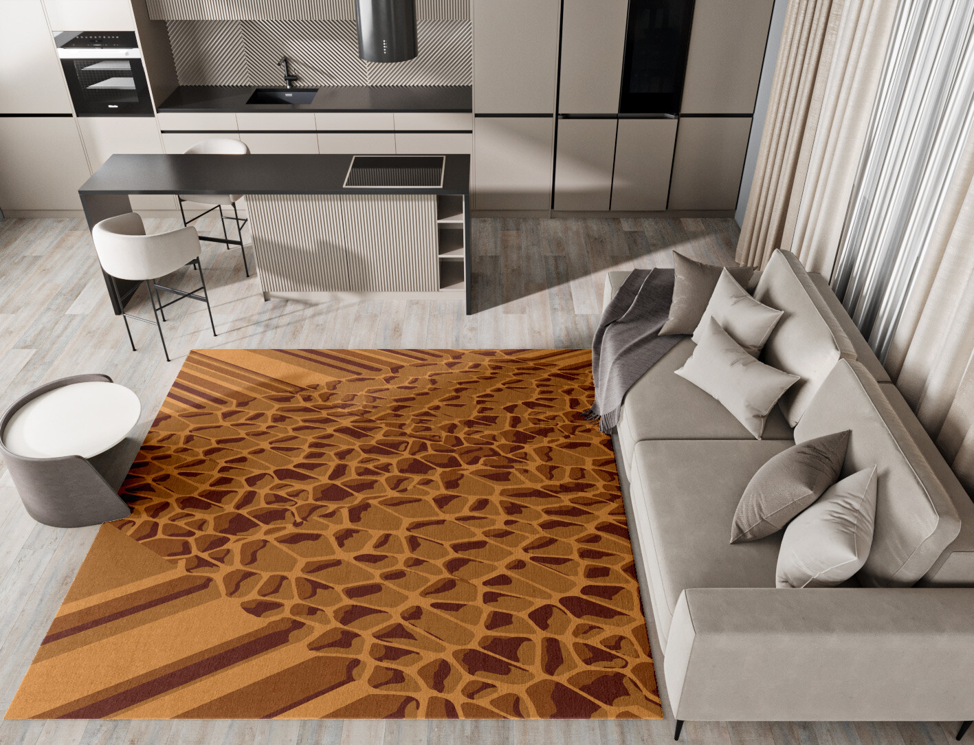 Leathered Geometric Square Hand Tufted Pure Wool Custom Rug by Rug Artisan