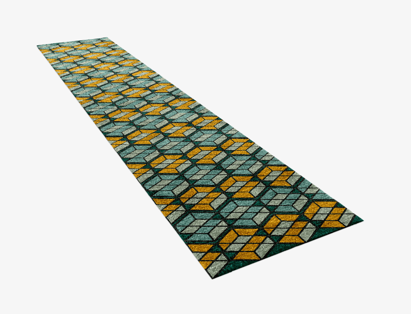 Levels Geometric Runner Hand Knotted Bamboo Silk Custom Rug by Rug Artisan