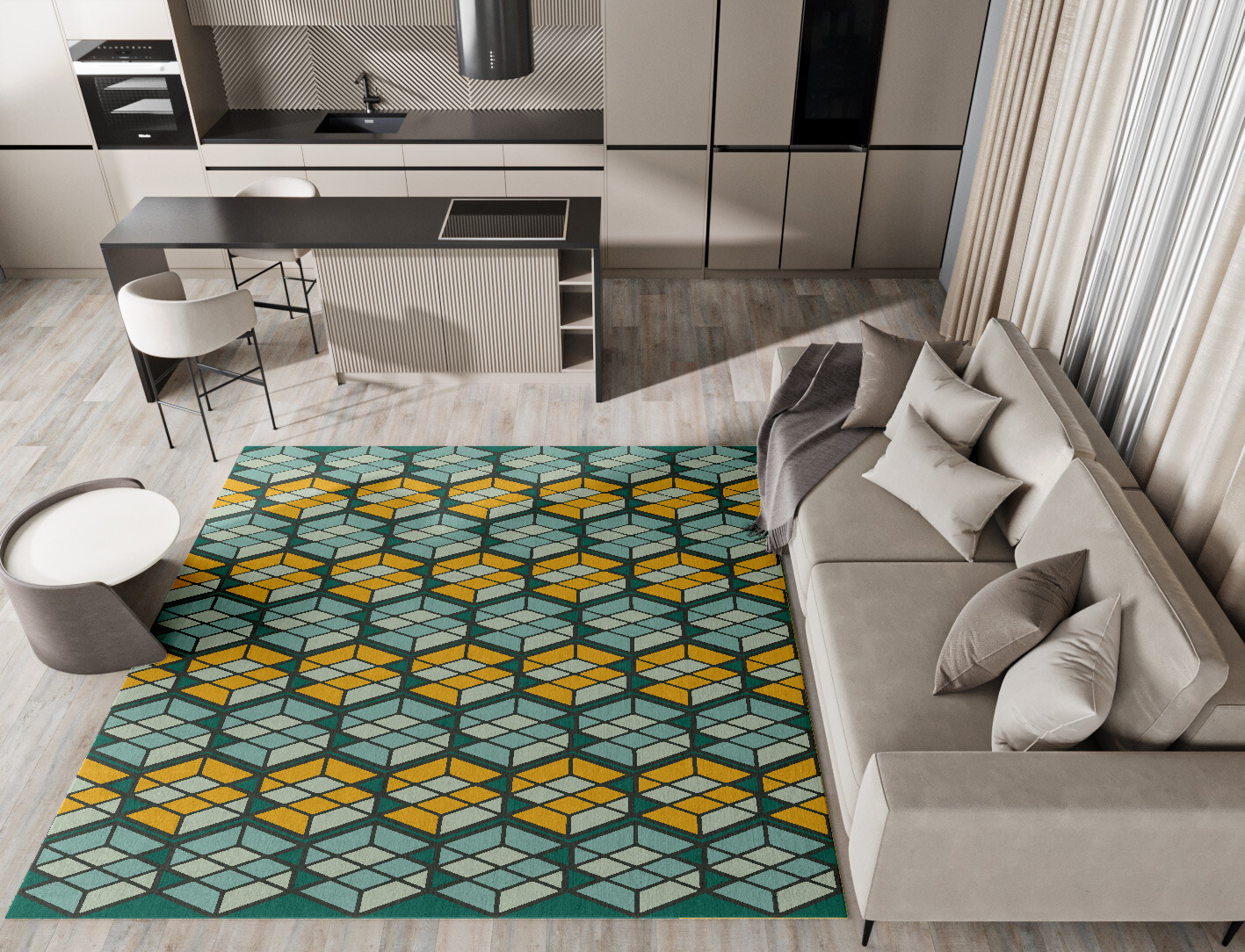 Levels Geometric Square Hand Knotted Tibetan Wool Custom Rug by Rug Artisan
