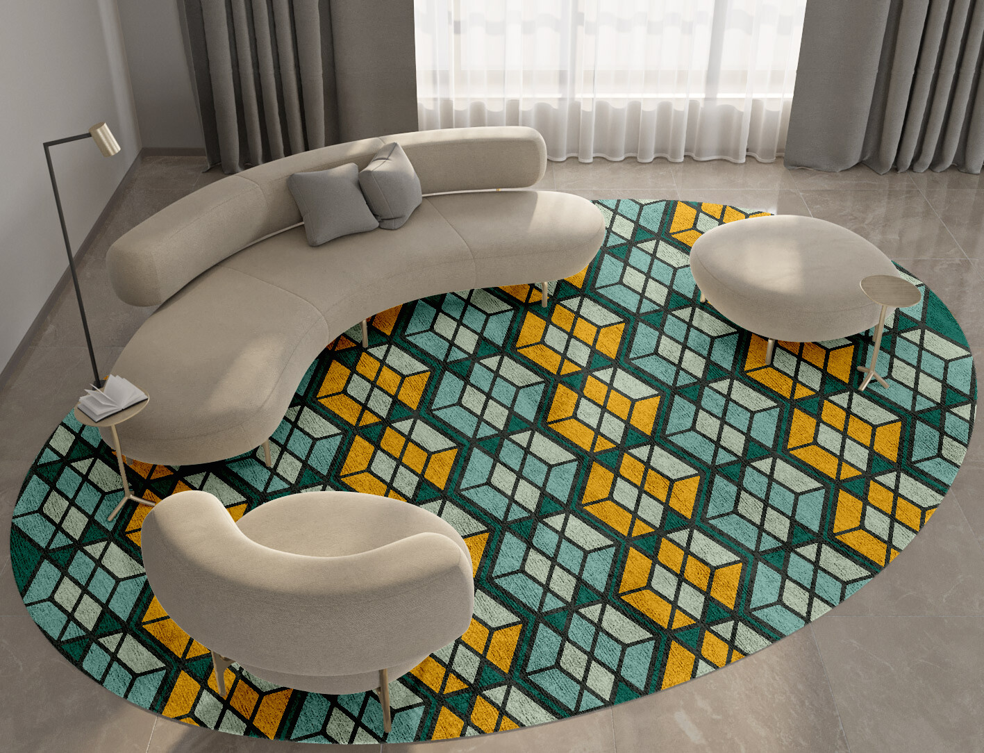 Levels Geometric Oval Hand Tufted Bamboo Silk Custom Rug by Rug Artisan