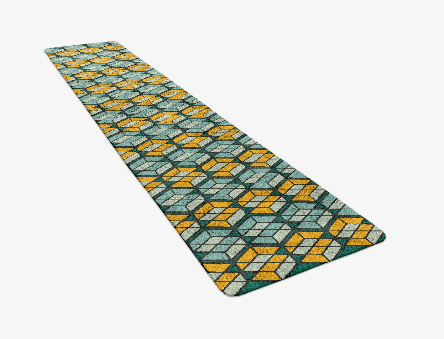 Levels Geometric Runner Hand Tufted Bamboo Silk Custom Rug by Rug Artisan