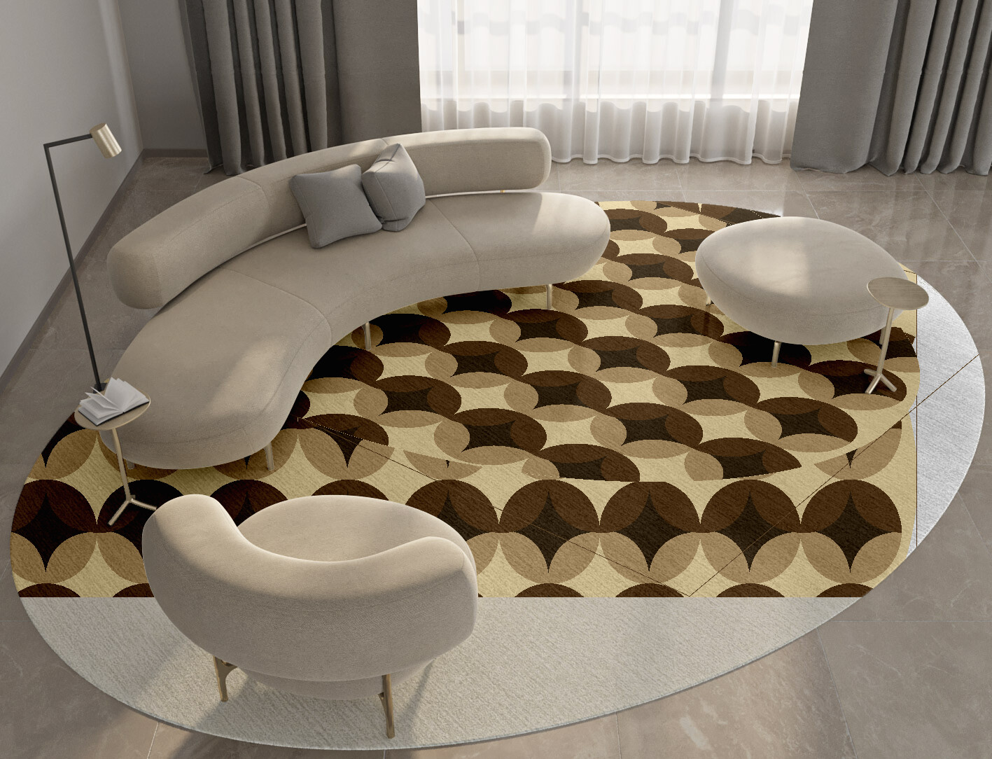 Light Shadows Geometric Oval Hand Tufted Pure Wool Custom Rug by Rug Artisan