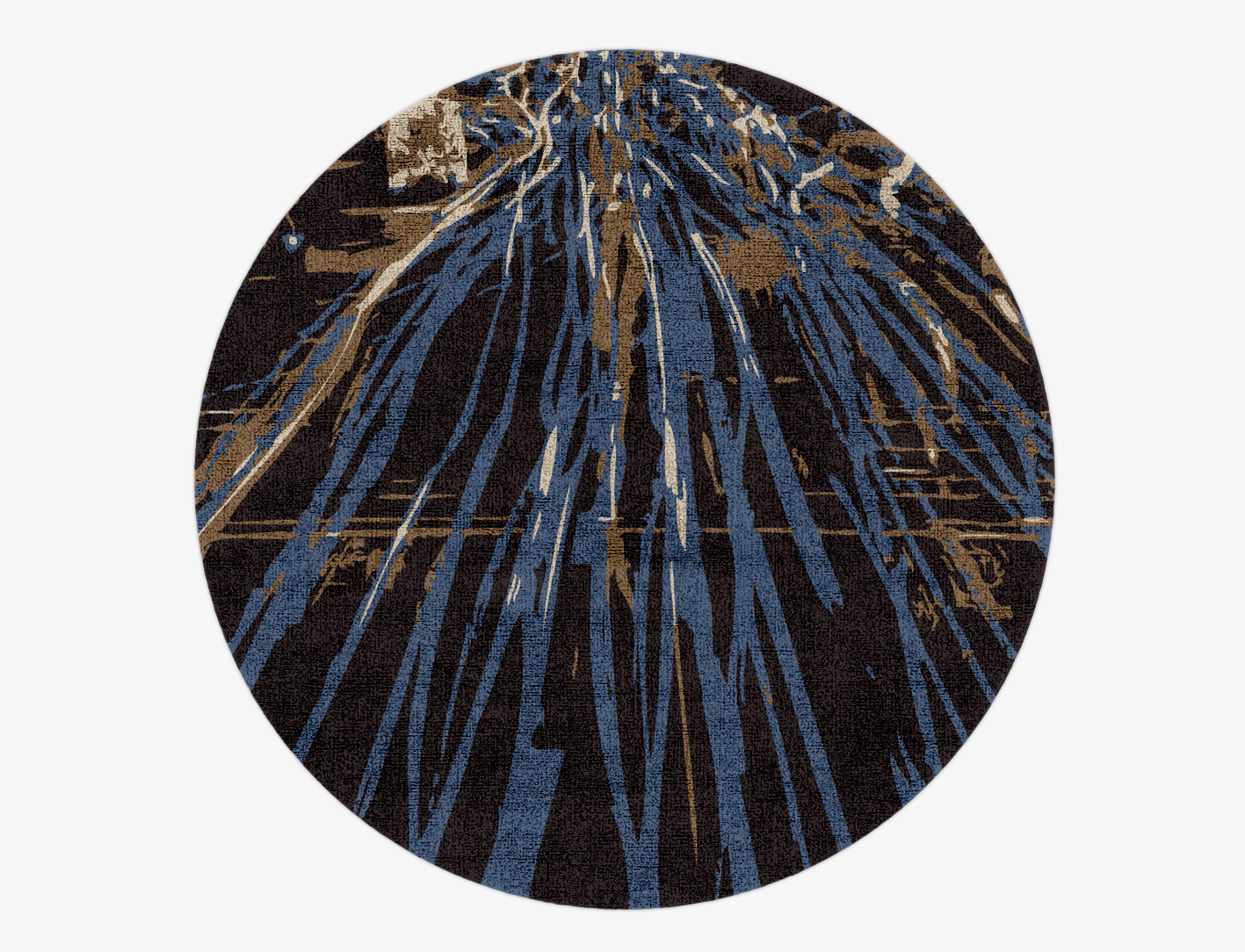 Lightfall Abstract Round Hand Knotted Bamboo Silk Custom Rug by Rug Artisan