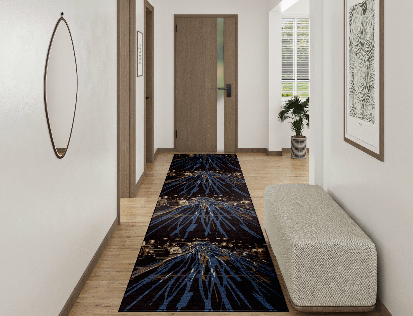 Lightfall Abstract Runner Hand Knotted Tibetan Wool Custom Rug by Rug Artisan