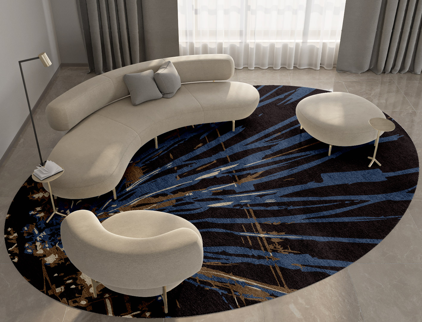 Lightfall Abstract Oval Hand Tufted Bamboo Silk Custom Rug by Rug Artisan
