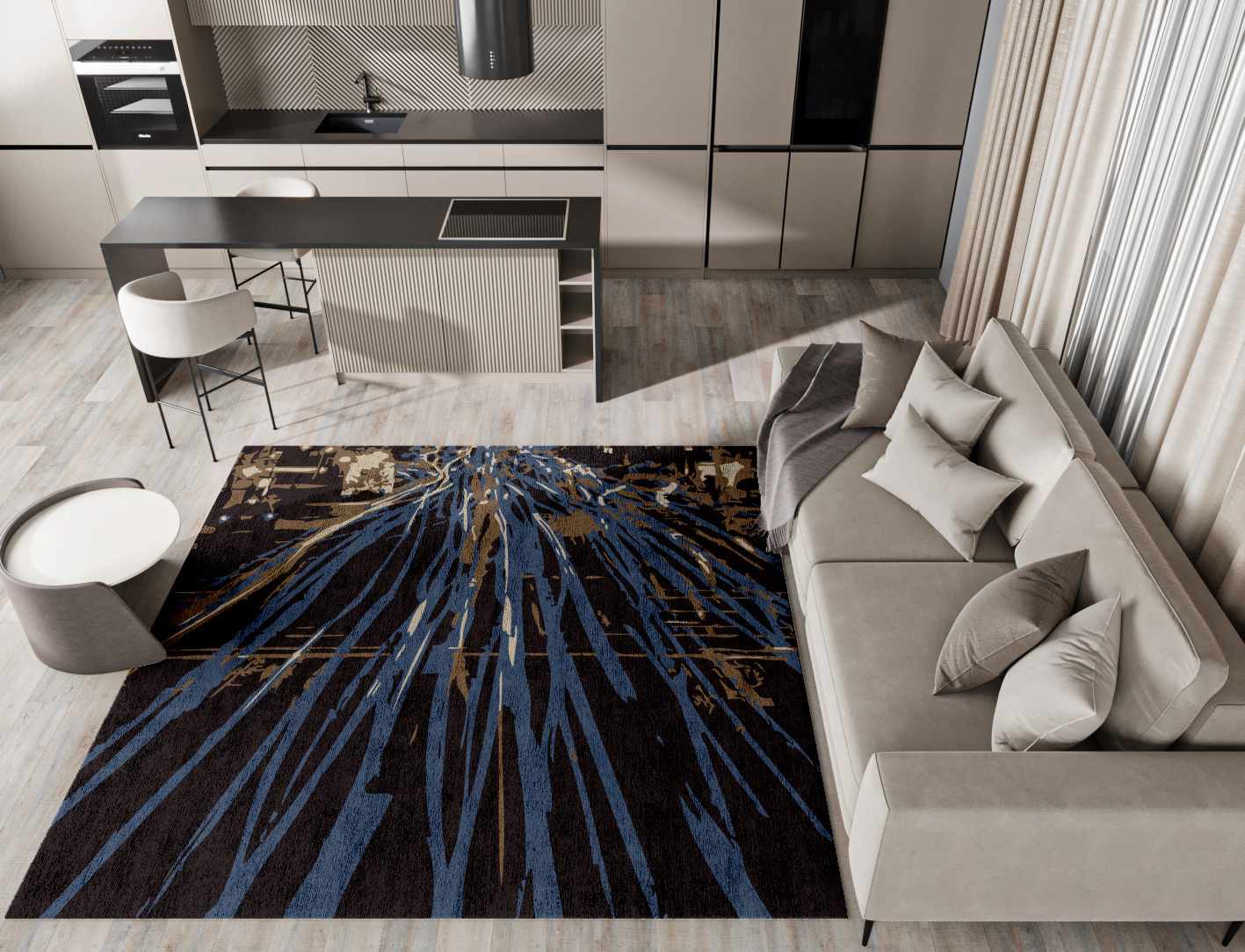 Lightfall Abstract Square Hand Tufted Bamboo Silk Custom Rug by Rug Artisan