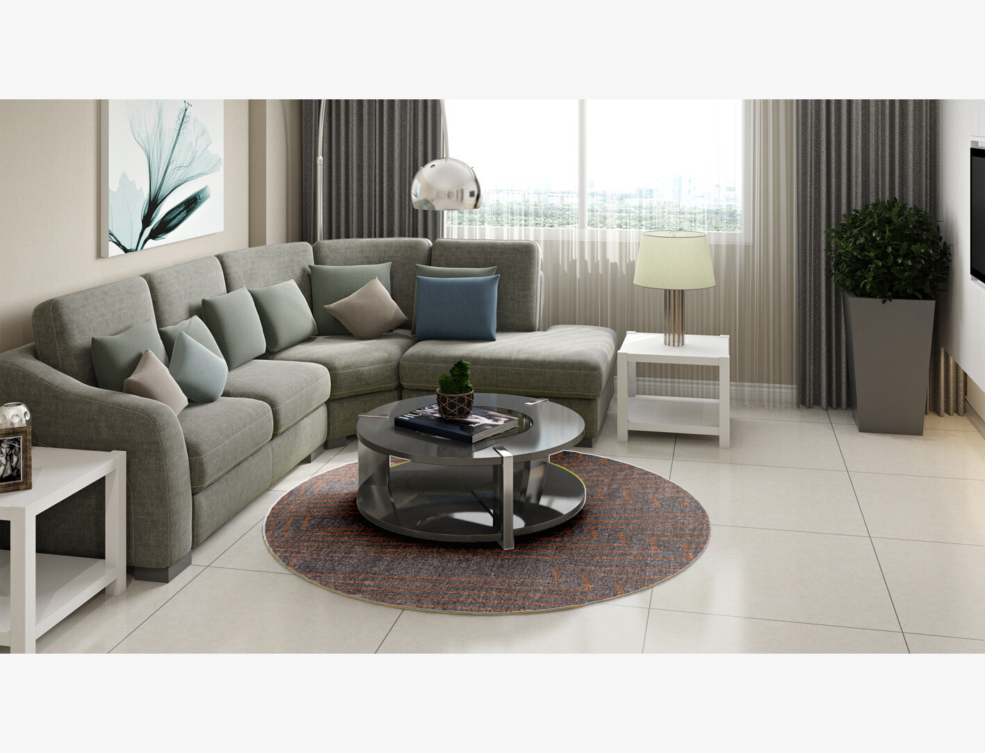 Lilt Minimalist Round Flatweave New Zealand Wool Custom Rug by Rug Artisan