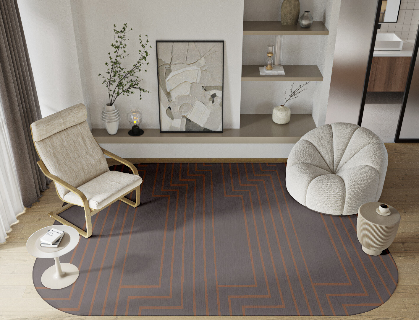Lilt Minimalist Oblong Hand Tufted Pure Wool Custom Rug by Rug Artisan
