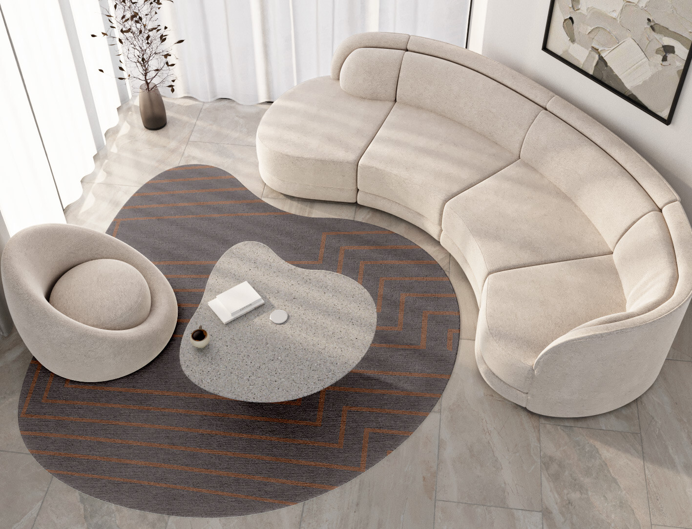 Lilt Minimalist Splash Hand Tufted Pure Wool Custom Rug by Rug Artisan
