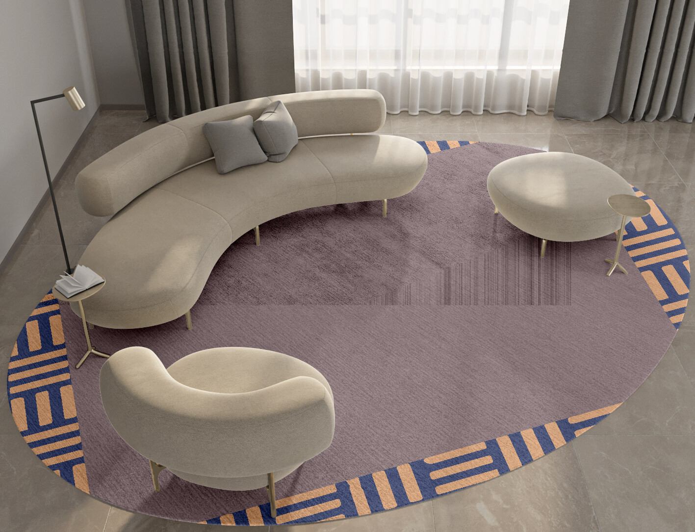 Limbus Geometric Oval Hand Knotted Bamboo Silk Custom Rug by Rug Artisan