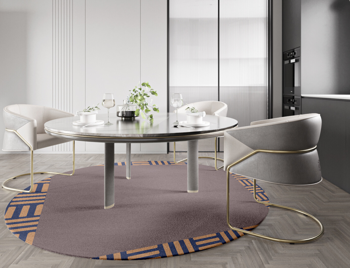 Limbus Geometric Round Hand Knotted Tibetan Wool Custom Rug by Rug Artisan