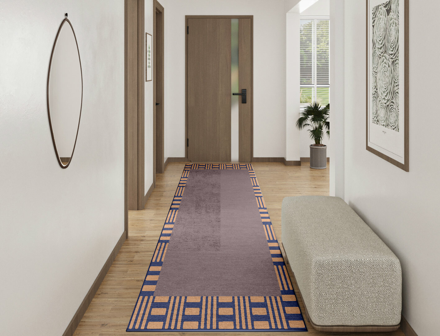 Limbus Geometric Runner Hand Knotted Bamboo Silk Custom Rug by Rug Artisan