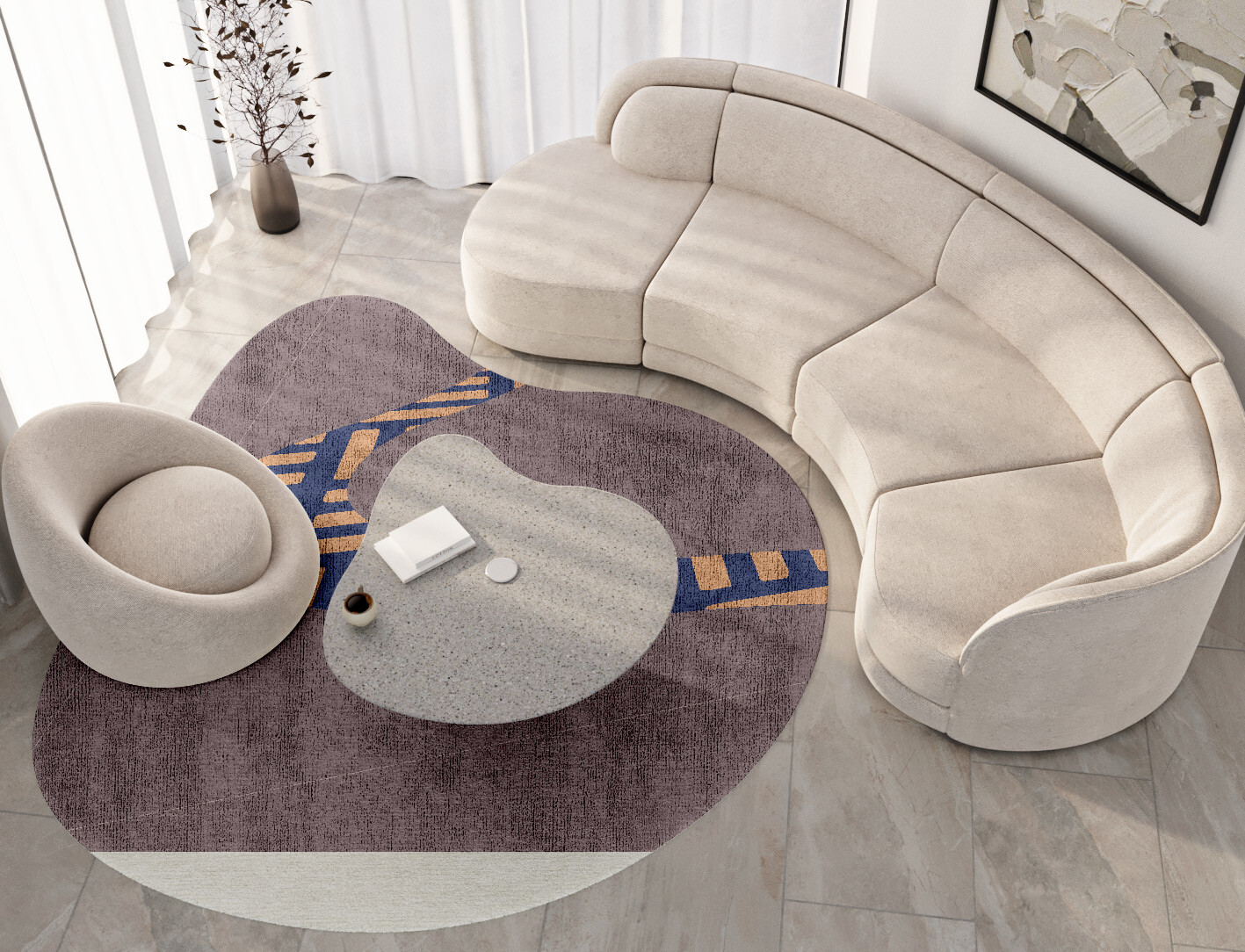 Limbus Geometric Splash Hand Knotted Bamboo Silk Custom Rug by Rug Artisan