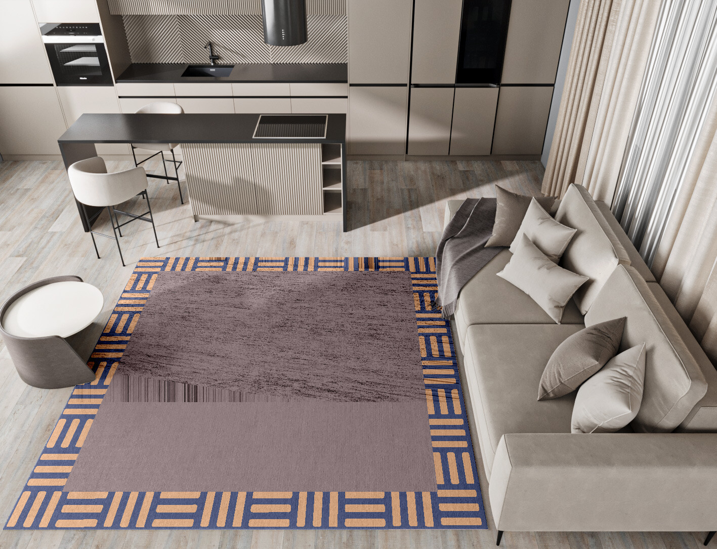 Limbus Geometric Square Hand Knotted Bamboo Silk Custom Rug by Rug Artisan