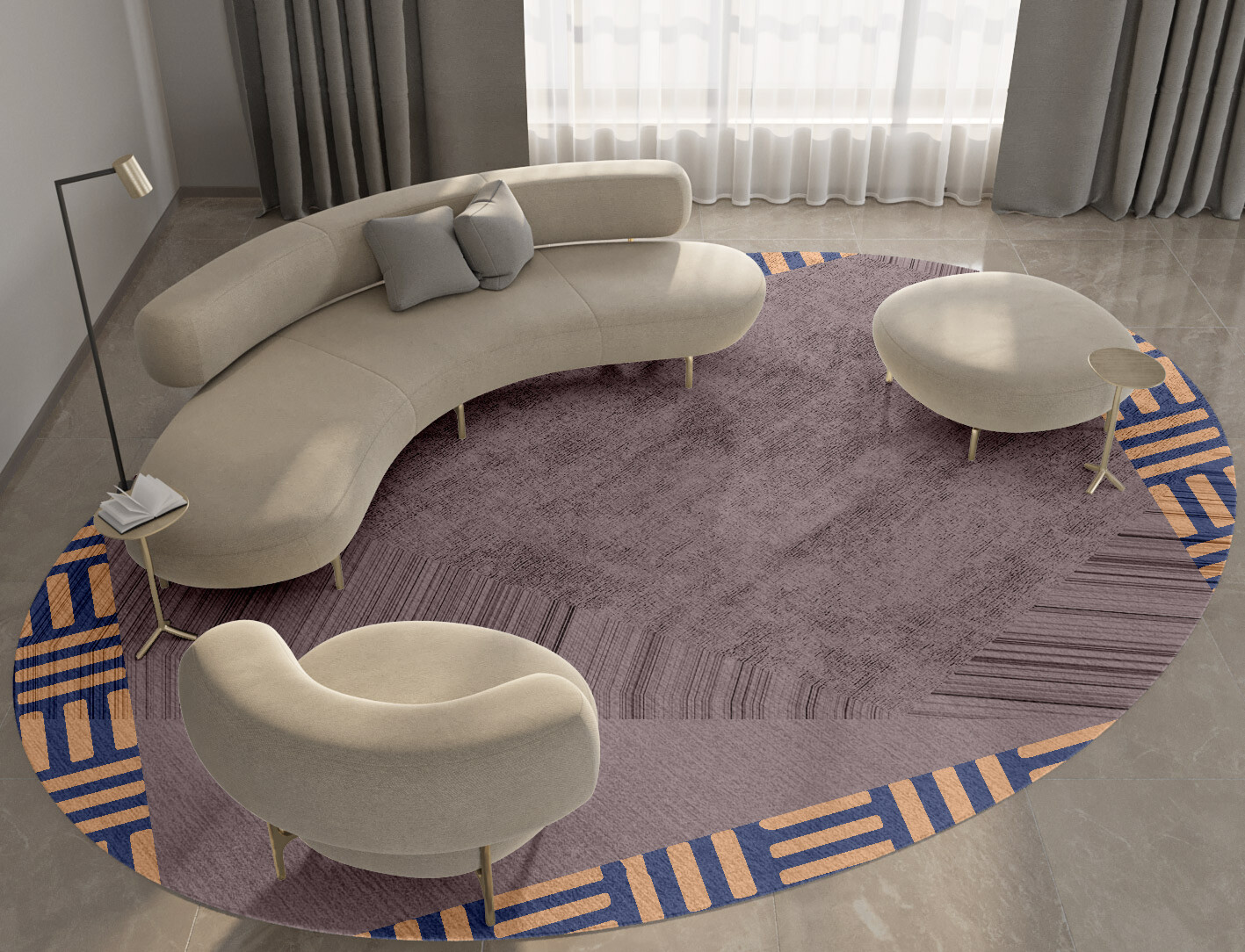 Limbus Geometric Oval Hand Tufted Bamboo Silk Custom Rug by Rug Artisan
