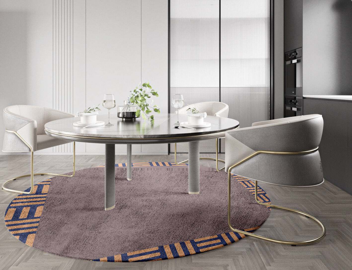Limbus Geometric Round Hand Tufted Bamboo Silk Custom Rug by Rug Artisan