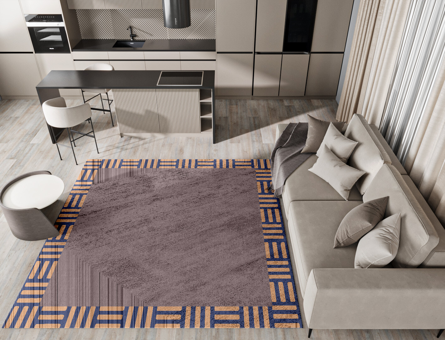 Limbus Geometric Square Hand Tufted Bamboo Silk Custom Rug by Rug Artisan