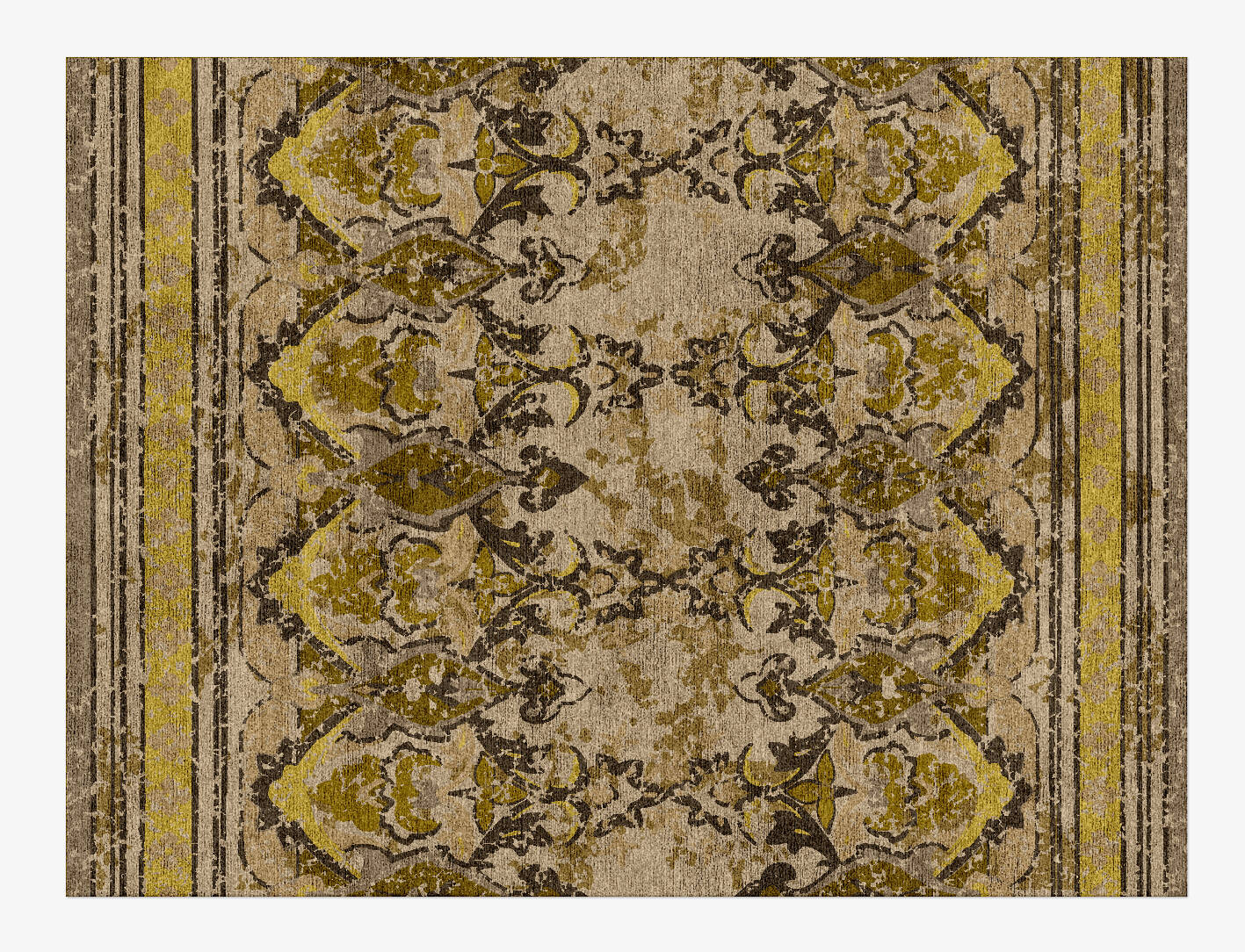 Lime Base Vintage Rectangle Hand Knotted Bamboo Silk Custom Rug by Rug Artisan