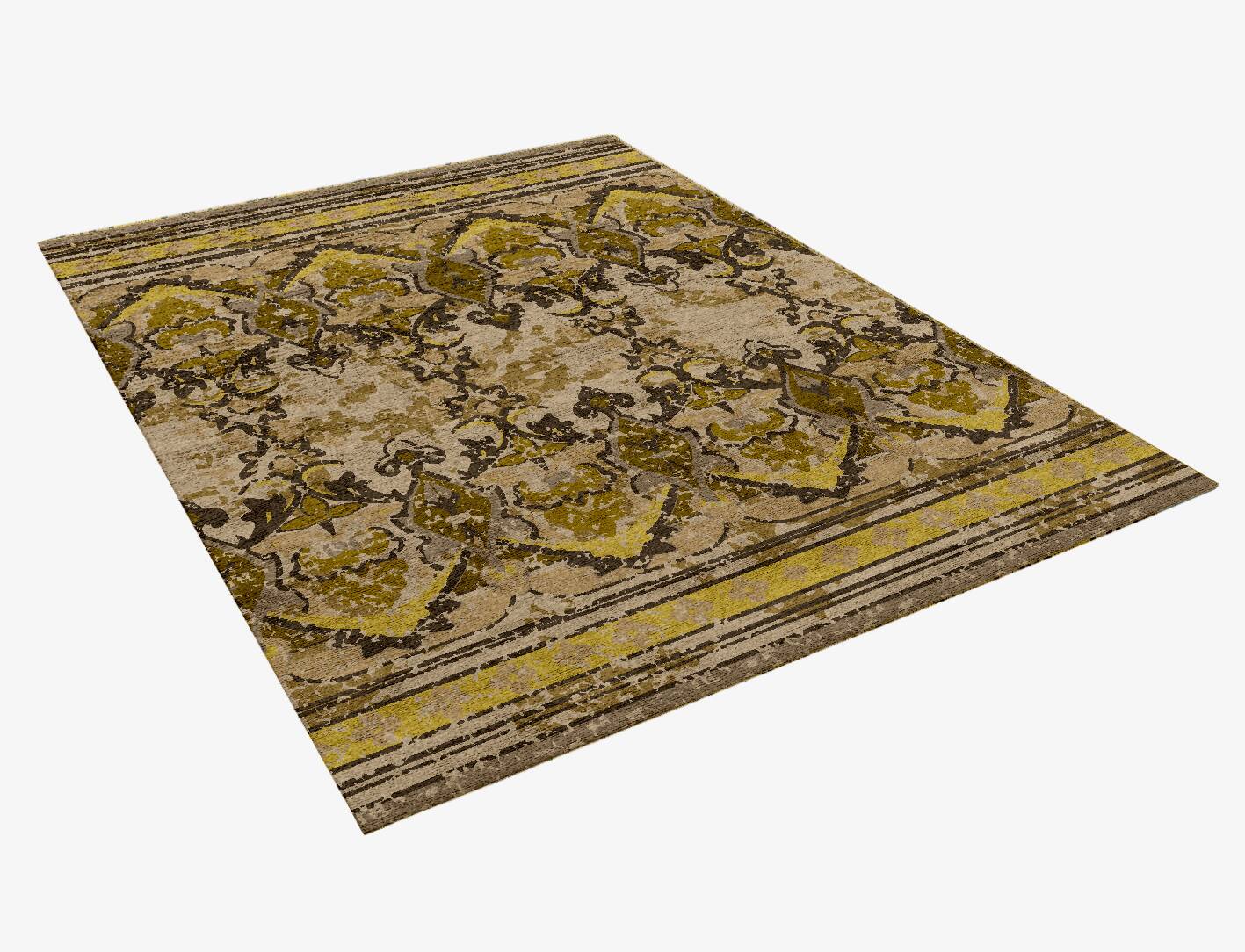 Lime Base Vintage Rectangle Hand Knotted Bamboo Silk Custom Rug by Rug Artisan