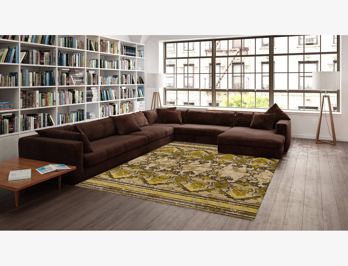 Lime Base Vintage Rectangle Hand Knotted Bamboo Silk Custom Rug by Rug Artisan