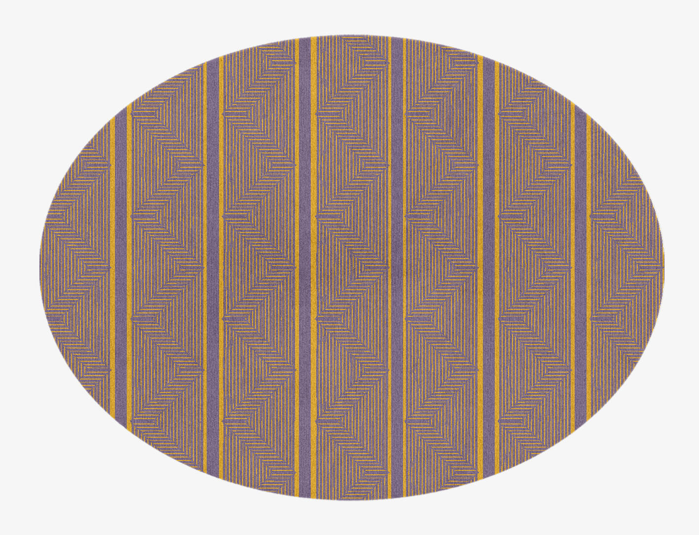 Line Lanes Modern Geometrics Oval Hand Knotted Tibetan Wool Custom Rug by Rug Artisan