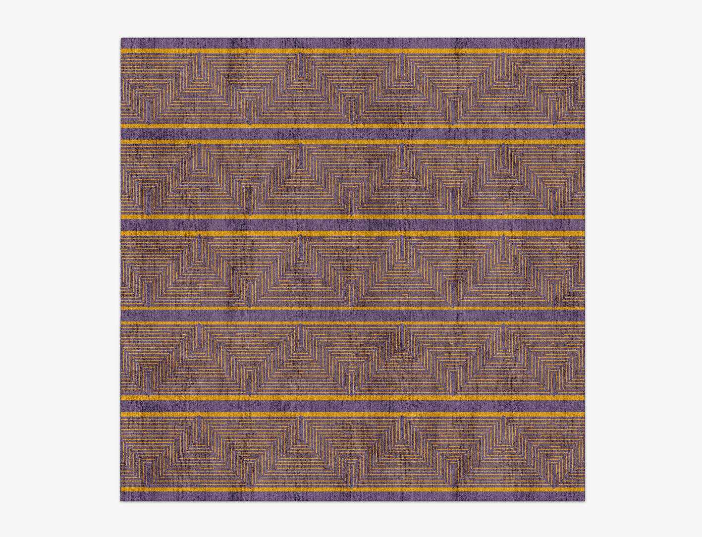 Line Lanes Modern Geometrics Square Hand Knotted Bamboo Silk Custom Rug by Rug Artisan