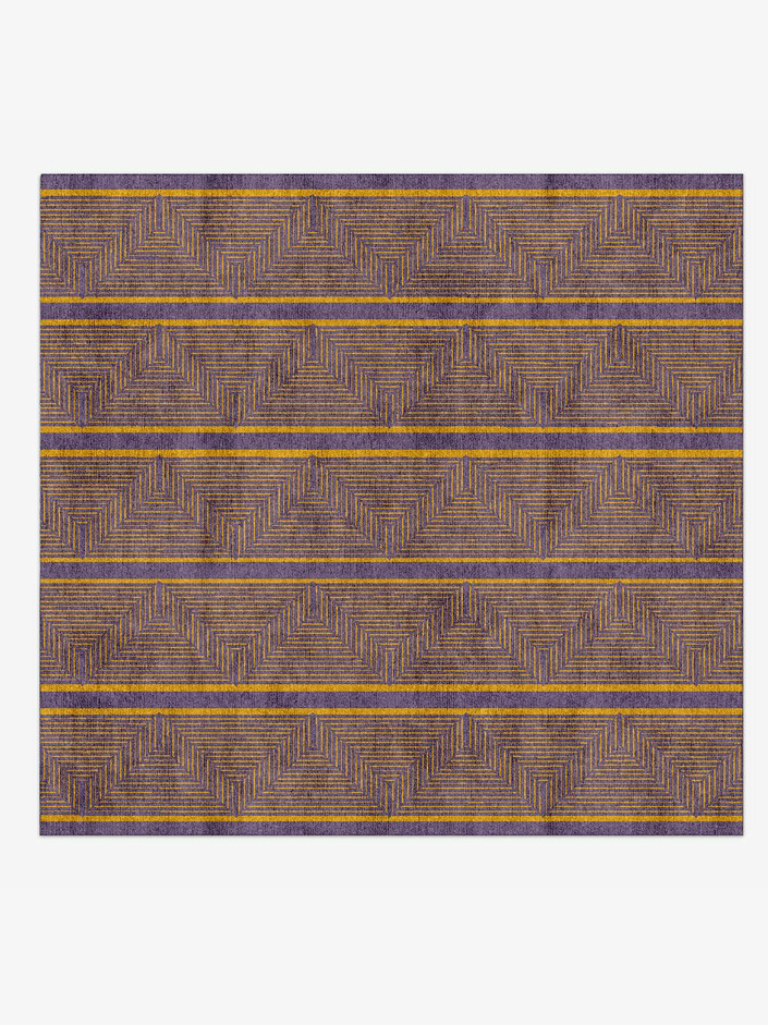 Line Lanes Modern Geometrics Square Hand Knotted Bamboo Silk Custom Rug by Rug Artisan